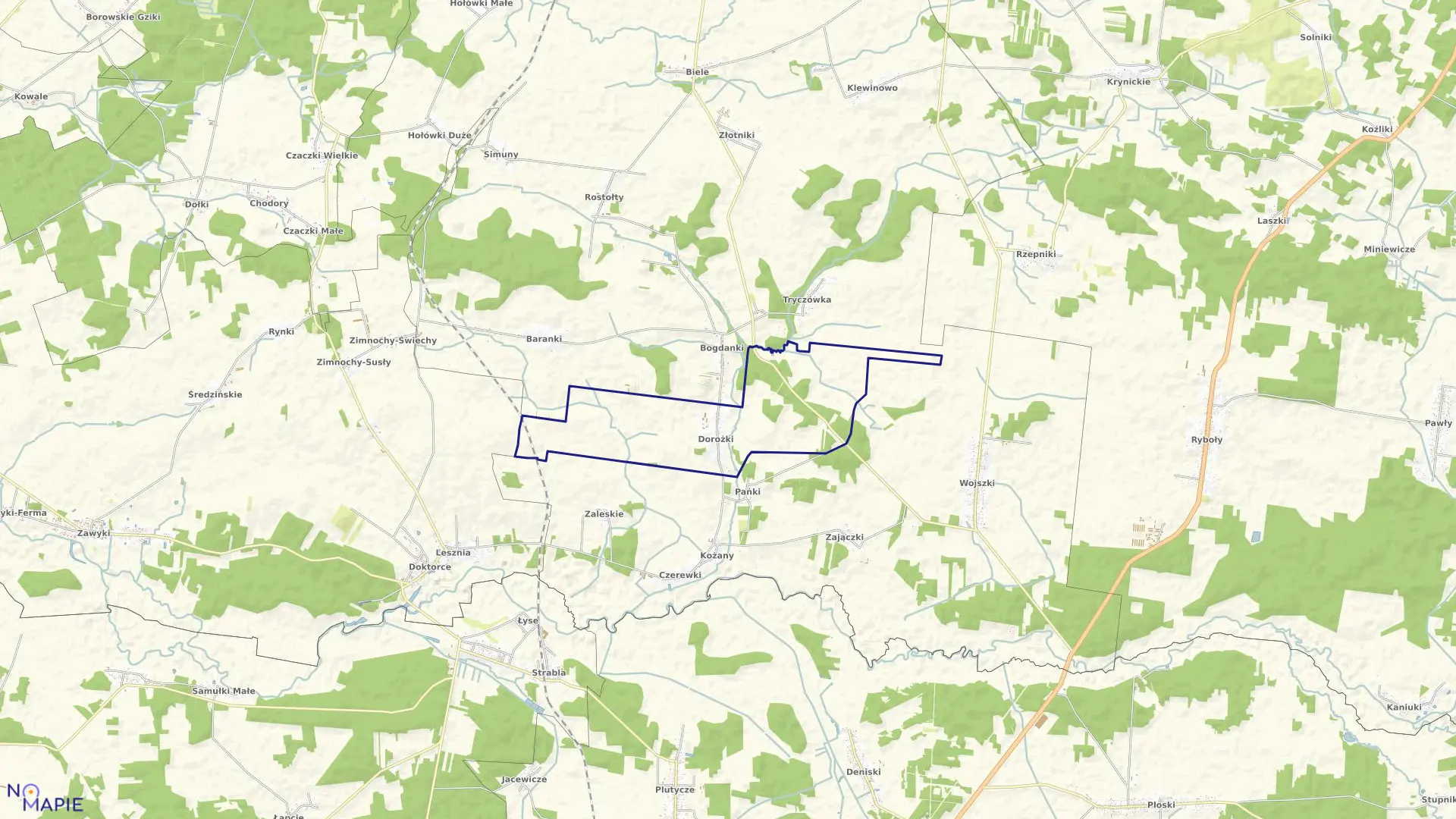 Mapa obrębu DOROŻKI w gminie Juchnowiec Kościelny