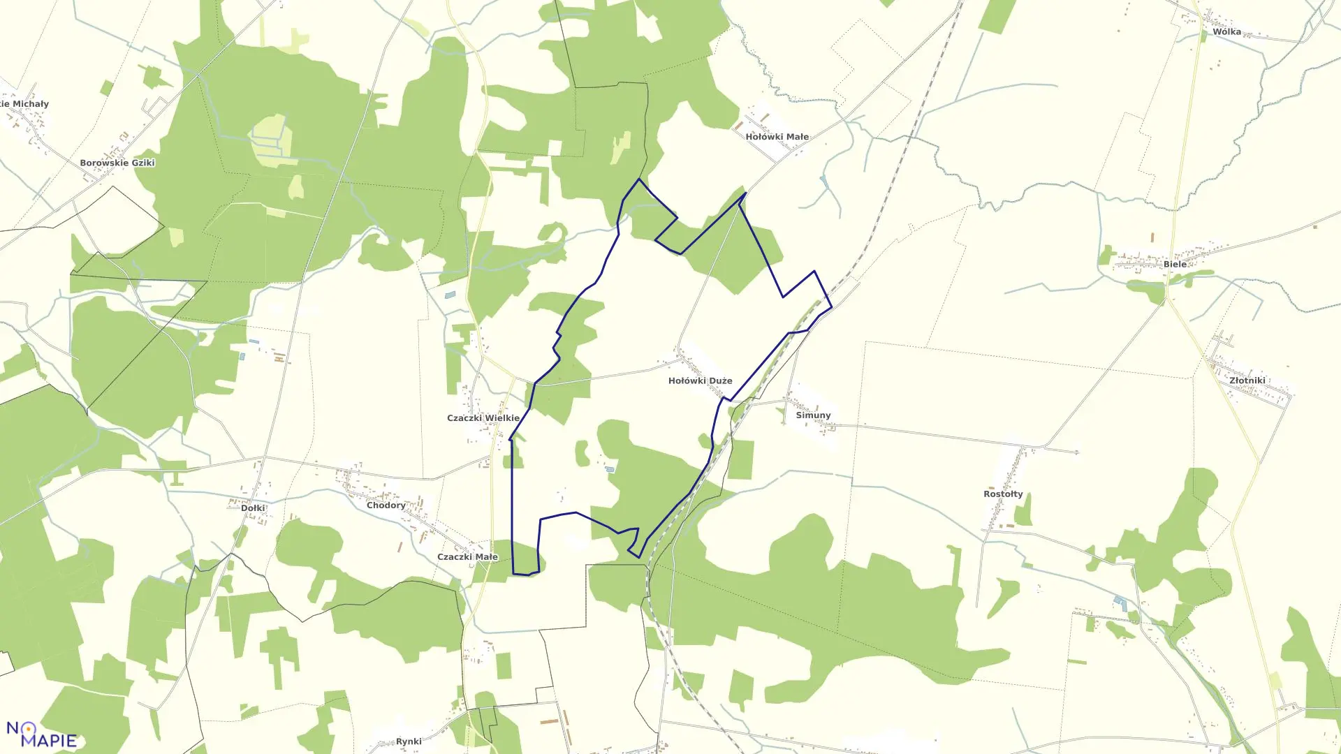 Mapa obrębu HOŁÓWKI DUŻE w gminie Juchnowiec Kościelny