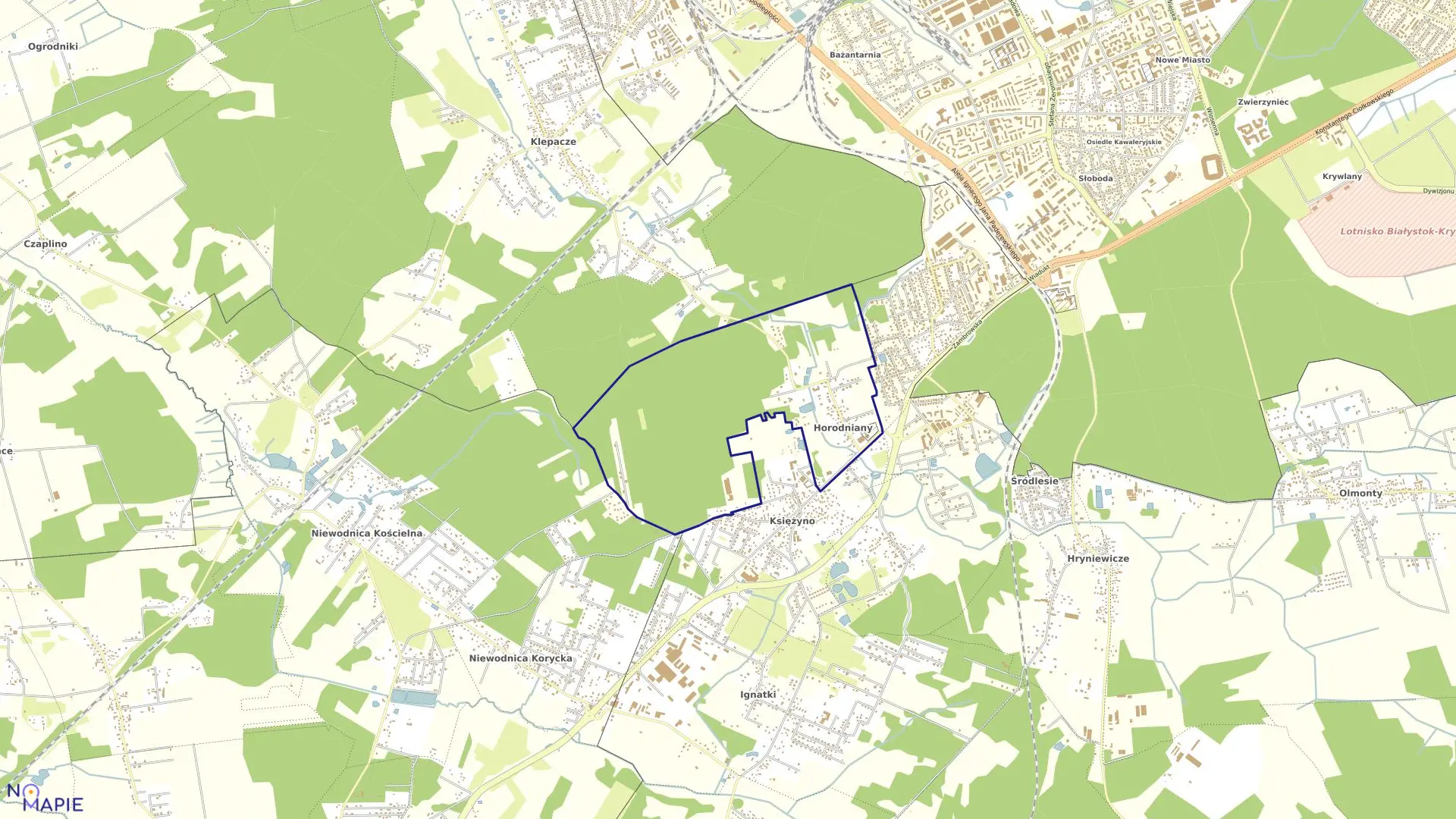 Mapa obrębu HORODNIANY w gminie Juchnowiec Kościelny