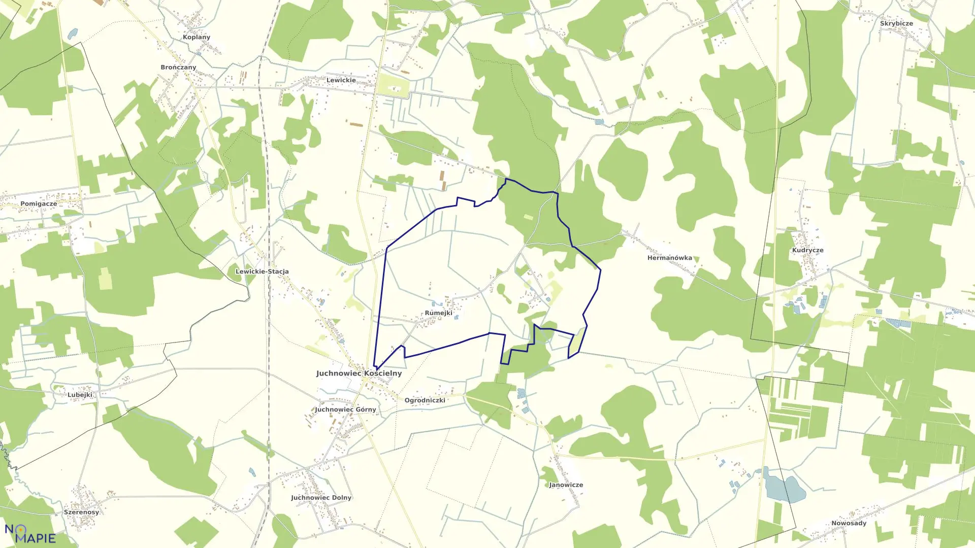 Mapa obrębu RUMEJKI w gminie Juchnowiec Kościelny